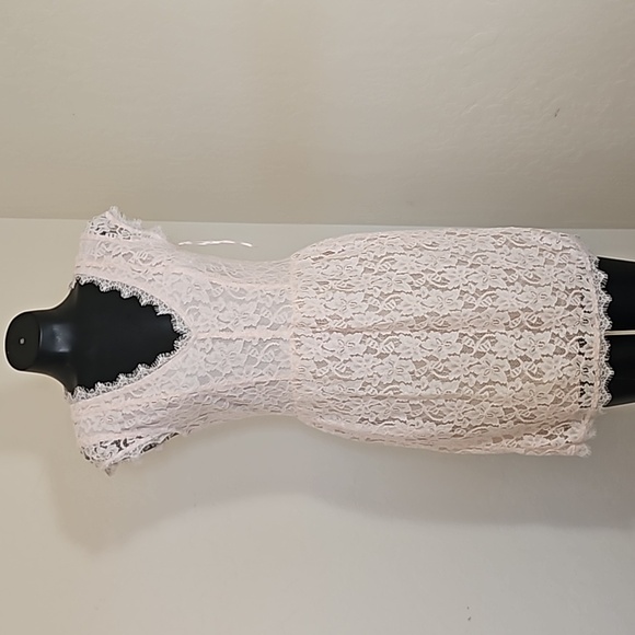 Babaton Dresses & Skirts - Babaton Powdered Light Pink Lace Short V Tapered Dress Sz. 8